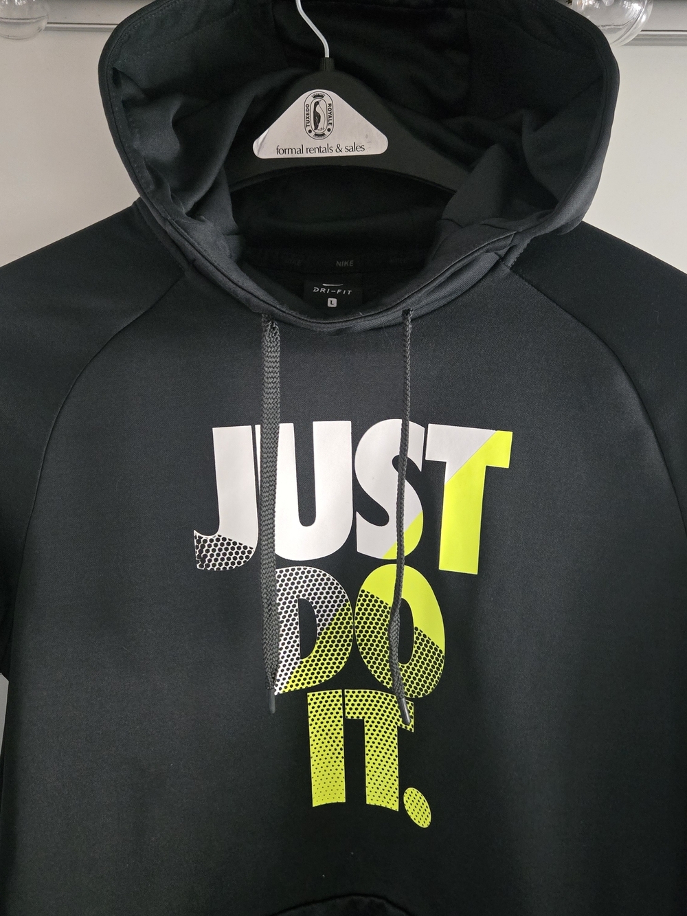 Nike Just Do It Hoodie Mens Large Black Galaxy Graphic Pullover Sweatshirt Retro - Picture 4 of 11